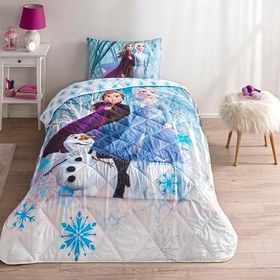 Resim TAÇ Disney Frozen Winter Standart Pamuk Nevresim Takımı, Mavi, Tek Kişilik 