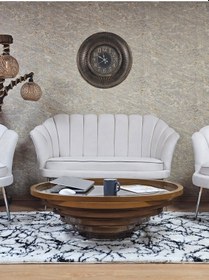 Resim Zafir İstiridye Takım Krom Kaplama Sivriltme Ayak Çay Seti Koltuk Takımı Krem 