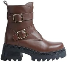Resim Fabrika Kahverengi Deri Bot D-ELORA Model 7 cm Topuk, 5003154266 