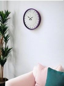 Resim 36 Cm Mor 24 Saat Göstergeli Özel Tasarım Duvar Saati Açık 