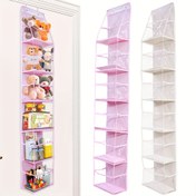 Resim 6 Raflı Kapı Üstü Askılı Düzenleyici, Şeffaf Pencereli, Polyester, Ham, Gençler ve Yetişkinler için Büyük Kapasiteli Depolama 