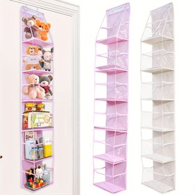 Resim 6 Raflı Kapı Üstü Askılı Düzenleyici, Şeffaf Pencereli, Polyester, Ham, Gençler ve Yetişkinler için Büyük Kapasiteli Depolama 