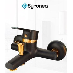Resim Siyah Altın Ağır Gövde Banyo Duş Bataryası Lüx Banyo Lavabo Musluk Siyah 