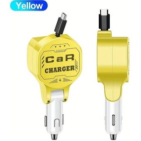 Resim Challenger Lıncoxın 66w Sarı Geri Çekilebilir Hızlı Şarj Kablosu İphone Uyumlu 16 15 Ve Samsung Usb Type-c Araç Şarj Cihazı 4k Destek 