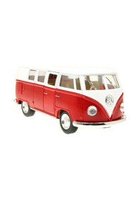 Resim 1:32 Ölçek Metal Çek Bırak Nostaljik Volkswagen T1 Minibüs Vosvos Oyuncak Araba - Kırmızı 13 Cm 