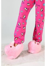 Resim Kadın Kız Çocuk Kombin Hayvanlı Tavşanlı Panduf Ev Botu Pembe 