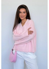 Resim Madmext Pembe V Yaka Triko Kadın Kazak Mg2501 Pembe 