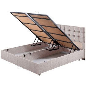 Resim Venedik İkili Set, Venedik Çift Kişilik Baza Başlık Seti Krem 180 x 200 