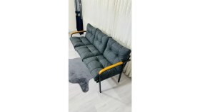 Resim Sofmina Karanfil Balkon, Bahçe, Cafe - Metal Kanepe Koltuk Takımı 3 Lü Antrasit 