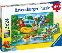 Resim Ravensburger 2x24 Parça Ayı Ailesi Kampta Puzzle 052479 