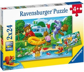 Resim Ravensburger 2x24 Parça Ayı Ailesi Kampta Puzzle 052479 