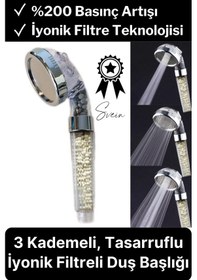 Resim 3 Kademeli Yüksek Basınçlı Arıtmalı Ayarlanabilir Uzun Ömürlü Universal Su Tasarruflu Duş Başlığı Şeffaf 