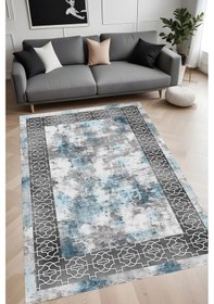 Resim Rovigo Home Dijital Baskı Yıkanabilir Kaymaz Taban Salon Halısı Ve Yolluk Rv005-fnl255 Mavi 