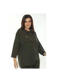Resim Lady Majestic Cotton 1. Kalite Büyük Beden Özel Tasarım Eşofman Takımı Haki 