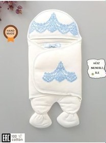 Resim Bebek Dış Kundak Battaniyesi Fistolu Lüks Ayaklı Bebek Kundağı Hastane Çıkışı Kundak Battaniye 