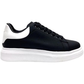 Resim Unisex Yüksek Taban Günlük Spor Sneaker Ayakkabı Siyah-beyaz-siyah - Beyaz Siyah - Beyaz 