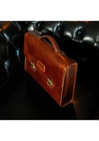 Resim Twingold İsme Özel Evrak Çantası - Messenger Bag - %100 Deri - Ac09001 - Koyu Kahverengi Koyu Kahverengi 