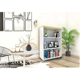 Resim Elizza Modüler Dünyası Kitaplık Dosya Dolabı Beyaz Meşe- 80X38X117 