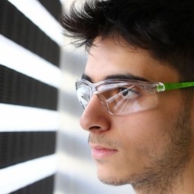 Resim Badem10 Bisiklet Gözlüğü Şeffaf Yüz Ayarlı Motorcu Rüzgar Korumalı Gözlük Yeşil Saplı Uv Koruyucu 