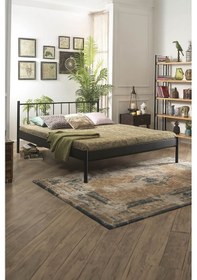 Resim Falez-s Çift Kişilik Ferforje Metal Karyola-siyah Ahşap Latalı 