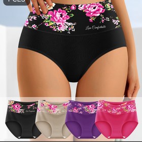 Resim 4 Parça Yüksek Bel Kadın Boxer, Renkli Çiçek Desenli Geniş Bantlı Tam Kapama İç Çamaşırı, Günlük İhtiyaçlar, Rahat Donluk, Şık Tanga, Çiçek Detaylı İç Çamaşırı, Yumuşak Kumaş, Dayanıklı Dikişsiz Alt Giyim, Çoklu Paket İç Çamaşırı, Casual Lingerie, Bayan Modası 