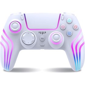 Resim Yaozixa Beyaz Ps4 Kablosuz Oyun Kumandası: Haptic Titreşim, Hareket Algılama, Kulaklık Jack Ve Pc Uyumlu Espor Kontrolcüsü 