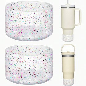 Resim 1parça Silikon Pırıltılı Bot Kapağı - Su Şişeleri ve Tüpler için Kaymaz Taban Bumper Sleeves, Renkli Pırıltılı Tasarım, Kutlu İçecekler için Mükemmel, Kutlu İçecek Sleeves | Pırıltılı Tasarım | Silikon Malzeme 