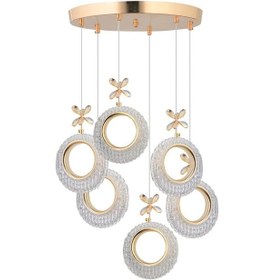 Resim İstanbul Avize Halka 6'lı Gold Kumandalı 3 Renk Ledli Modern Led Avize 