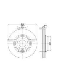 Resim Maher 03784 Fren Diski Touareg 03-10 Q7 06-15 Cayenne 04 Pro Özel Kaplama Ön Havalı Sağ 350-5 7l6615302e 