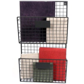 Resim Metal Duvar Rafı Dergilik Kitaplık 2 Gözlü Dikey Evrak Rafı 