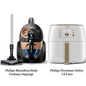 Resim Philips PHİLİPS PREMİUM GOLD SET (XB7151 MARATHON TORBASIZ SÜPÜRGE / PHİLİPS PREMİUM XXL AİRFRY ) 