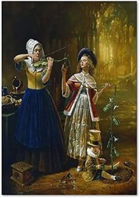 Resim Ahşap Tablo Keman Ağacı Kadın ve Çocukları Sürrealist Tablo 
