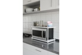 Resim Barin Design Çevir Kur Mutfak Tezgah Üstü Mikrodalga Rafı Beyaz Demir Organizer Stand Baharatlık Raf Sistemleri 