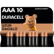 Resim Duracell Alkalin AAA İnce Kalem Pil, 1,5 V LR03/MN2400, 10’lu paket 