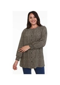 Resim Myline Düğme Detaylı Gipeli Tunik-haki Haki 