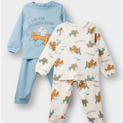 Resim Defacto Erkek Bebek 4lü Pijama Takımı Araç Baskılı Uzun Kollu Üst Uzun Alt F0552a525aube526 Mavi 