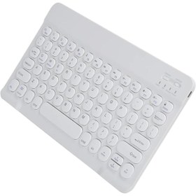 Resim TezMax Insignia Flex 11.6" Uyumlu Kablosuz Bluetooth Şarj Edilebilir Yuvarlak Tuşlu Klavye - Beyaz 