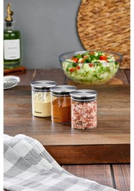 Resim Cooket 3'lü 200 Ml Metal Kapaklı Borosilikat Cam Kavanoz Ckr3894 Şeffaf - Gri 