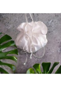 Resim Bukosh Gelin Takı Para Kesesi İncili Çanta Beyaz 