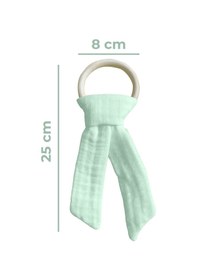 Resim Pamuk Muslin Bebek Diş Kaşıyıcı Yıkanabilir Ahşap Mint Mint Yeşili 