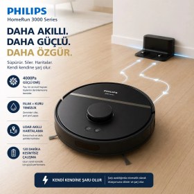 Resim Philips Çok Katlı Haritalama Özellikli 4000 Pa Emiş Güçlü Akıllı Robot Süpürge Mop Geniş Su Hazneli Islak Kuru Kullanımlı Güçlü Performans 
