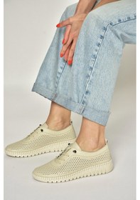 Resim Fox Shoes Y555705103 Bej Hakiki Deri Comfort Ortopedik Taban Kadın Ayakkabı Bej 