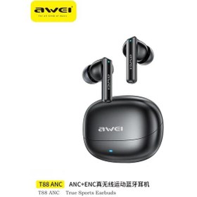 Resim T88 Anc Enc Siyah Aweı T88 Anc Kablosuz Kulaklık Bluetooth 5.3 Tws 4 Mikrofonlu Gürültü Önleyici Kulaklık Enc Kulak İçi Handfree Kulaklıklar 