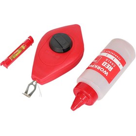 Resim WORKPRO WP329019 Çizim İpi Seti 115gr Kırmızı Çizim İpi Boyası + Mini Su Terazisi + 30M Çizim İpi 