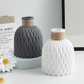 Resim Modern basit yaratıcı İskandinav tarzı plastik vazo, düşmeye karşı dayanıklı hidroponik çiçek düzenleme ev masaüstü dekorasyonu 
