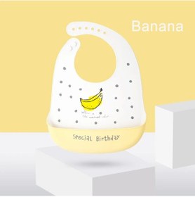 Resim Silikon Babi Önlük Su Geçirmez Tükürük Damlayan Muz Önlükler Karikatür Banana Banana Çok Renkli 