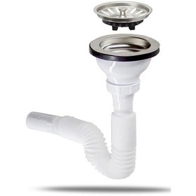 Resim Çöpmak Büyük Mutfak Evye Lavabo Sifonu Geniş Süzgeç 