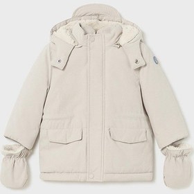 Resim Mayoral Kışlık Erkek Bebek Parka Mont Eldivenli - Krem Krem 