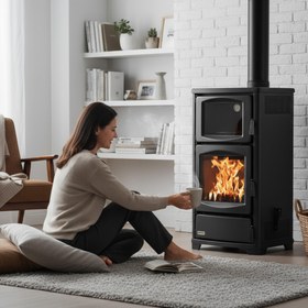 Resim ReHome DS-16 Katı Yakıt Sobası | Fırınlı Şömineli Odun Sobası 