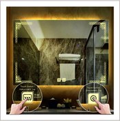 Resim GLOBAL LED MIRROR 70x100 Cm Günışığı Ledli Tasarım Kumlamalı Dokunmatik Tuşlu Buğu Önleyicili Banyo Aynası 